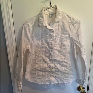 Sundance White Cotton Shirt with lace detail, petite XS